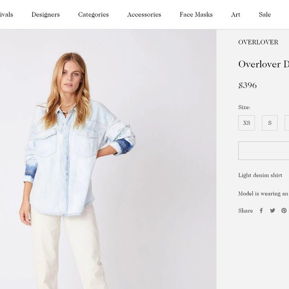 OVERLOVER LA LIGHT DENIM TIE DYE CUFF SHIRT (L) - Picture 9 of 9